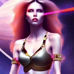 long hair lady warrior bra with laser blade on Saturn