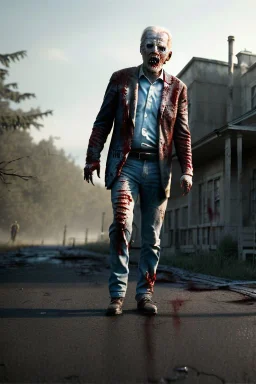 Ultra realistic image, joe biden zombie, zombie performance, blood, torn arm, night, walking twisted, waist up view, walking dead style, dark ambient, highly detailed, sky background, concept art, unreal engine 5, god rays, ray tracing, RTX, lumen lighting, ultra detail, volumetric lighting, 3d, finely drawn, high definition, high resolution.