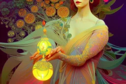 gardenia, colorful, psychedelic, intricate, elegant, highly detailed, digital painting, artstation, concept art, smooth, sharp focus, greg rutkowski art and alphonse mucha, sparkeling night