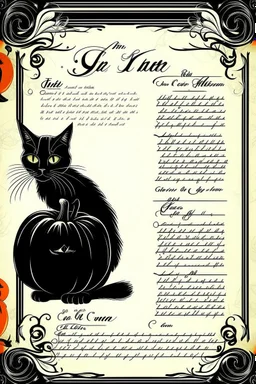 vintage cafe menu graphic Halloween, black cat