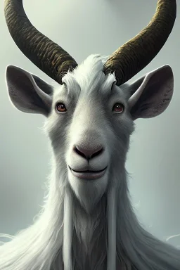 award winning portrait of a male anthropomorphic goat long black hair. character design by cory loftis, fenghua zhong, ryohei hase, ismail inceoglu and ruan jia. unreal engine 5, artistic lighting, highly detailed, photorealistic, fantasy