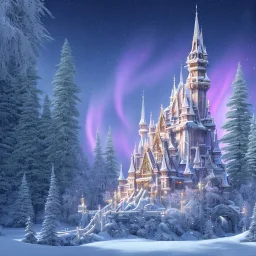  white crystal castle，waterfall, winter snow flakessnow, northern Lights, full of details, smooth, bright sunshine，soft light atmosphere, light effect，vaporwave colorful, concept art, smooth, extremely sharp detail, finely tuned detail, ultra high definition, 4 k, unreal engine 5, ultra sharp focus