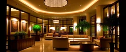 Hotel lobby, the style is organic