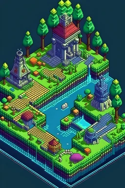 Pixel art computer game fantasy scenery, top down isometric, 64 pixels height