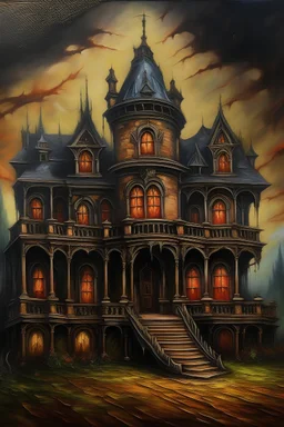 mansão inferno pintura óleo