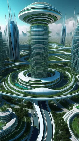 fuuturistic megapolis with center
