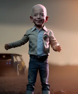 jeff bezos toddler, full body, delorean, dramatic lighting, hyper realistic