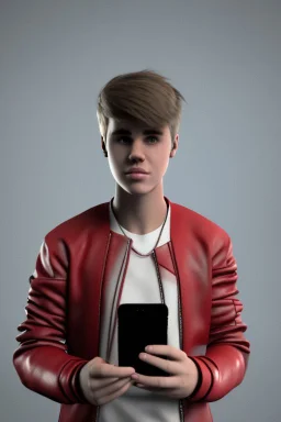 Justin Bieber holding a phone