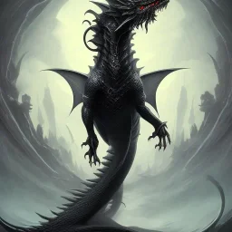 a black dragon with a curious expression