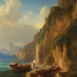 oil on canvas landscape of Sorrento with view of sea and Vesuvius erupting style SCHOOL OF NAPLES SECOND HALF OF THE XIX CENTURY Micco Spadaro art