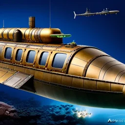 fullbody Drawing of 'sketch of Steampunk Submarine Vehicle',intricate detail,andrea bonelli,Kilian Eng,Ohrai,evan lee,Aleksandr Sidelnikov,KyuYong Eom,three quarters frontal aerial view,toned colors,16k