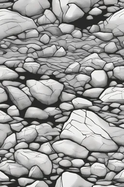 Rocks drawn digitally, black outline