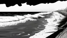 Beach, black and white Victor illustration