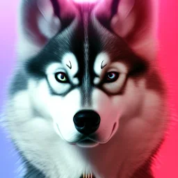 Husky, neon pink eyes, 8K, cinematic lighting, sharp focus, masterpiece, expert