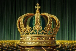 french crown jewlells on central bankers head Again layers of bulletproof glass and laser gridsstyle of monet