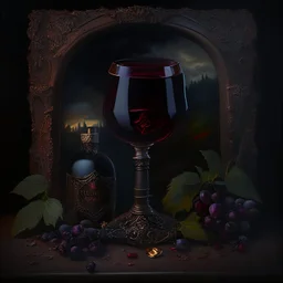 A painting of a dark mater wine