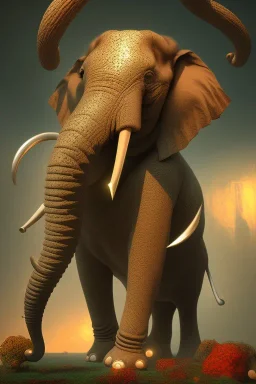 elephant, salvador dali style, volumetric lighting, particles,highly detailed,cinamatic, deep colours,