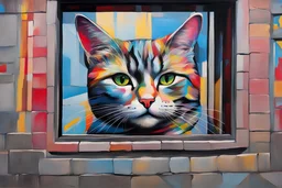 the cat in the window painting by Kobra