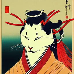 Ukiyo-e styled art, cat