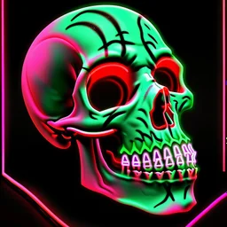 a field of 1000s of cartoonish, anatomically correct, skulls, vivid RANDOM BRIGHT neon colors, dark comedy, well lit, high detail, photorealistic, horrorcore, fun, scary, dead