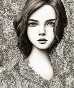 close-up face portrait of young and cute ukrainian girl, intricate, elegant, sharp focus, illustration, detailed eyes, digital painting, concept art, matte, masterpiece, adorable, round face, by tristan eaton