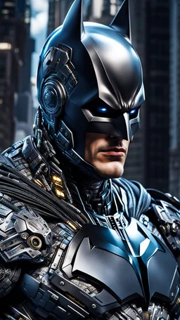 Batman cyborg, calidad ultra, hiperdetallado, maximalista, increíble obra de arte