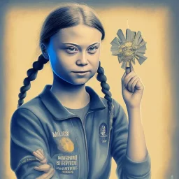 portrait of Greta Thunberg oil tycoon