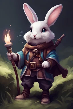 Cute bunny adventurer wizard dnd art realism