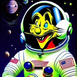 A Dr. Seuss character as an astronaut