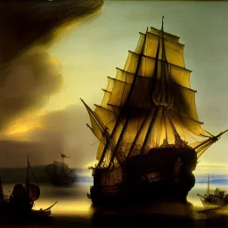 Dibujo de un Galeón al estilo Rembrandt