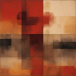 nyctophobia ghosts, abstract geometric art, by VS Gaitonde, mind-bending illustration; asymmetric, 2D, warm colors, crimson dark shine burn, by Victor pasmore