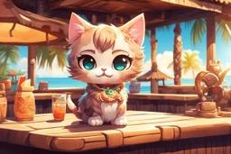 cute chibi cat in the tiki bar in sunshine