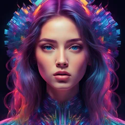 (Glitch art) :: Detailed portrait of a young woman :: Artefacts and distortions, broken pixels, broken screen effect :: intricate detailed digital artwork,colorful8k resolution concept art, Greg Rutkowski,SIXMOREVODKA, pastel color, Nighttime Lighting, digital illustration, 4K, Hyperdetailed, Intricate Details, 3D shading, Art of Illusion