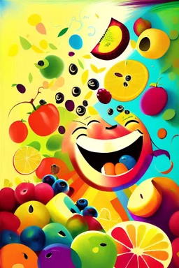 An abstract image about being greatful, laughter, children, god, fruits, friends