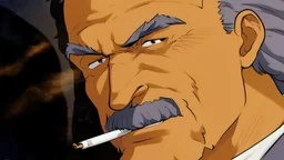Old man smoking comic style