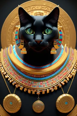 kente scene, Black Egyptian Cat, jewelry, realistic, thread, embroidery, octane render, high detail