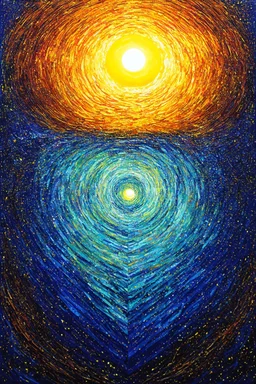 Design a life in a shape that fits your soul; celestial art; golden hour; masterpiece with with the sun depicted as optical art