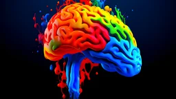 the silhouette of a human brain, overcome with emotion, where the emotion is represented as colorful chemical flows through the brain