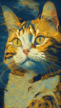 ヴァン・ゴッホ風の猫の肖像画