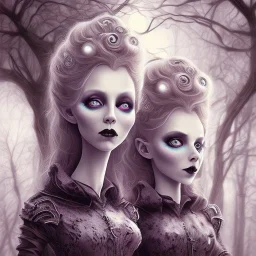 extrem tim burton style of the evil stepsisters, sharp focus