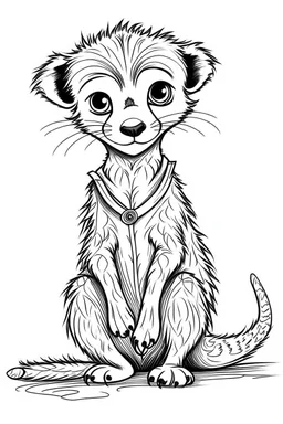 outline art for Meerkat Pup coloring pages with sitch, white background, Sketch style, full body, only use outline, toddlers style, clean line art, white background, no shadows and clear and well outlined.