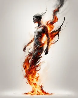 art, abstract, human, burning edges, (intense and emotional visual experience:1.5), (captivating and fiery ambiance:1.3), (dramatic and captivating essence:1.2), (fiery details:1.3), white background