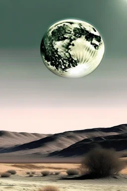 a full moon over a boron based landscape with a serene overtone