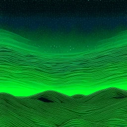 stars on a trippy green color horizon