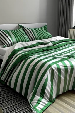 Green and silver stripes bed duvet