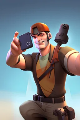 Team Fortress 2 engineer taking a selfie