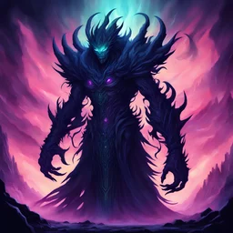 Valdain Cursed Shadow in monster electronic dreamscape art style