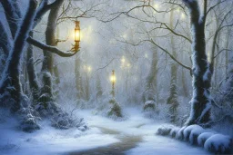 FOREST LANTERN WINTER PATH FALL