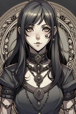 draw a gothic girl hero with an amulet