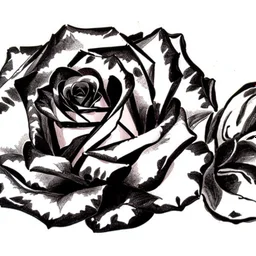 A rose, black & white outline art